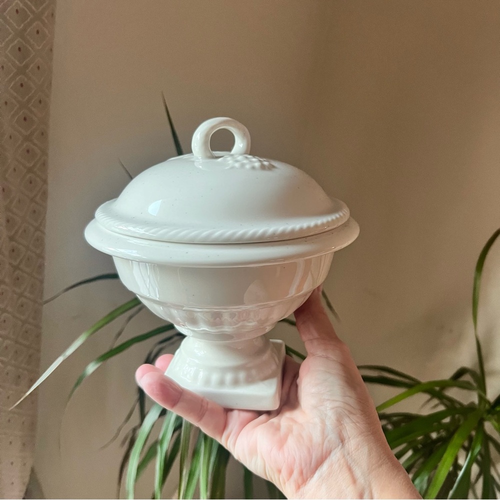 Wedgewood English Terrace stone color stoneware covered compote beautifu…